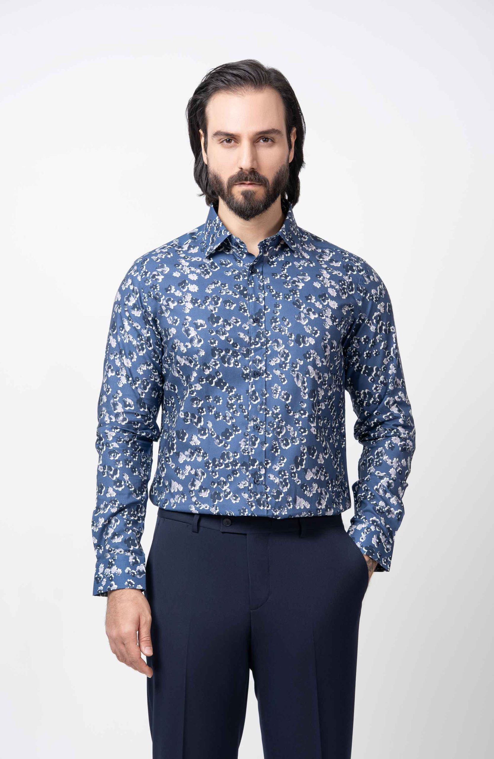 Men's-shirt-P103 پیراهن مردانه طرحدار آبرنگی P103