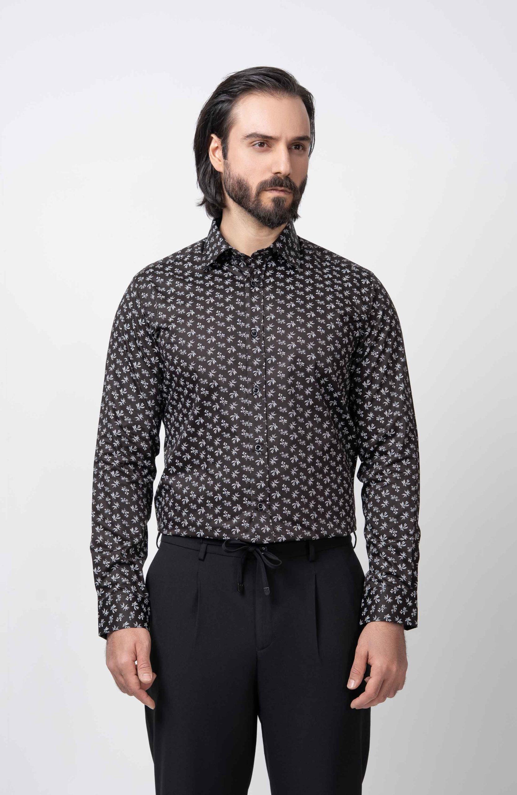 Men's-shirt-P104 پیراهن مردانه طرح برگ P104