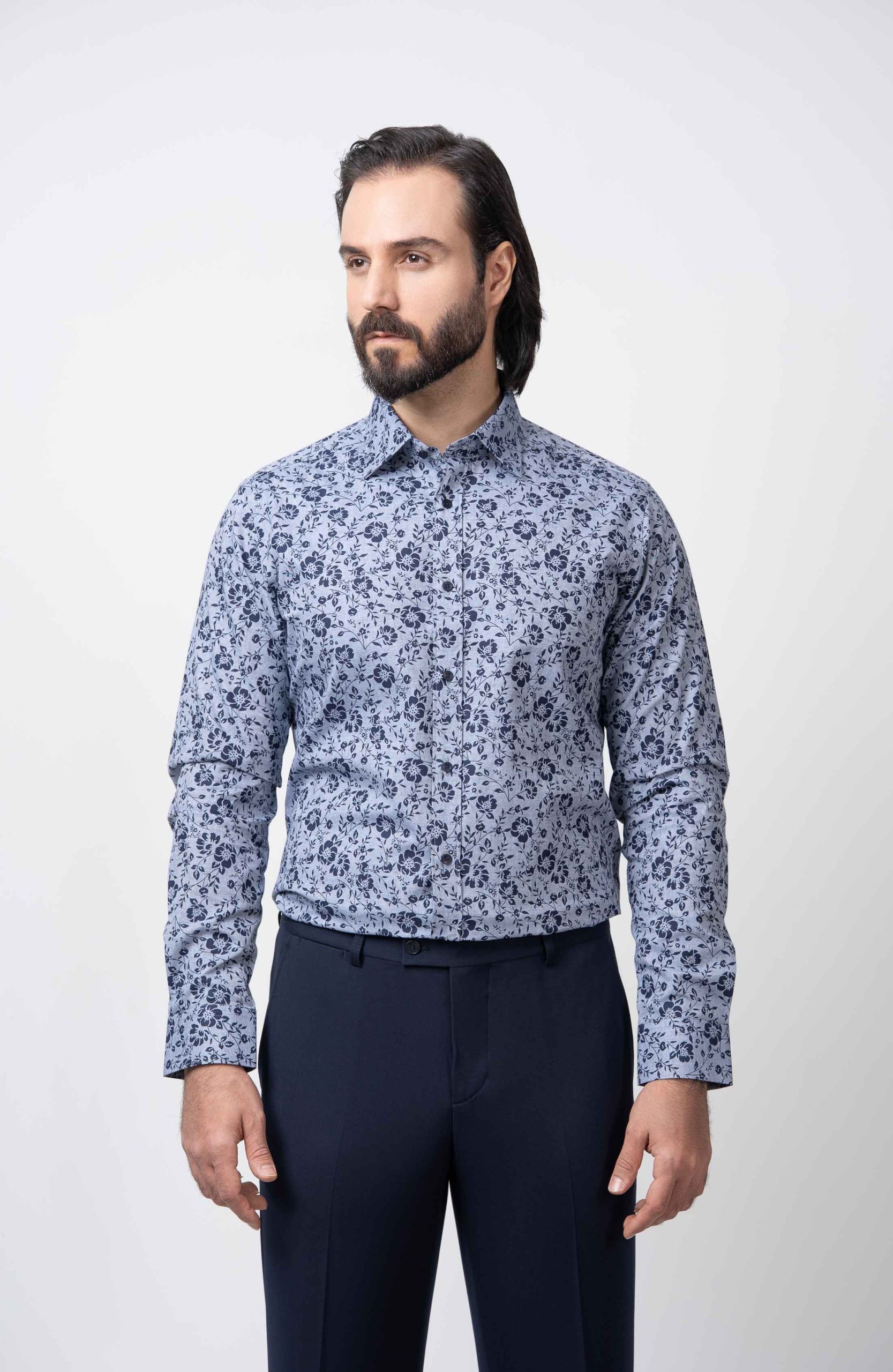Men's-shirt-hayal-P99 پیراهن مردانه گلدار p99