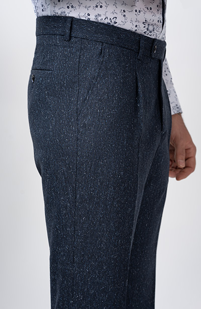 navy blue men's pants T43 detail شلوار پارچه ای پشمی تک ساسون T43 سرمه ای لادومیر