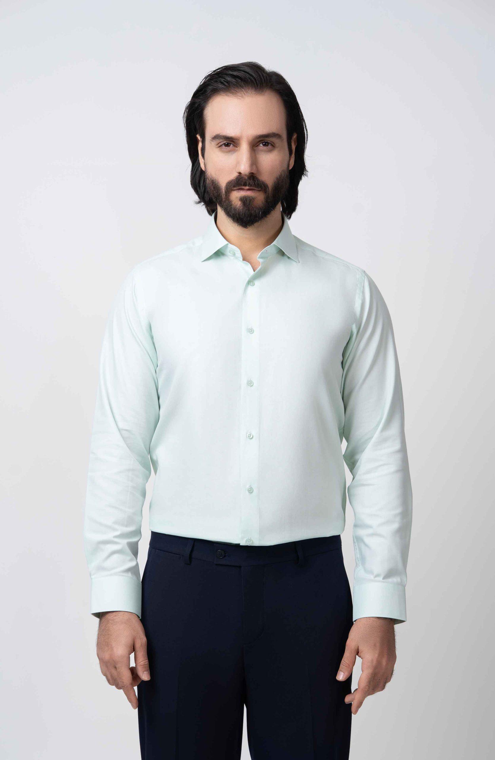 pistachio-green-Men's-shirt-flora-SHI118 پیراهن مردانه ساده مدل SHI118 پسته ای