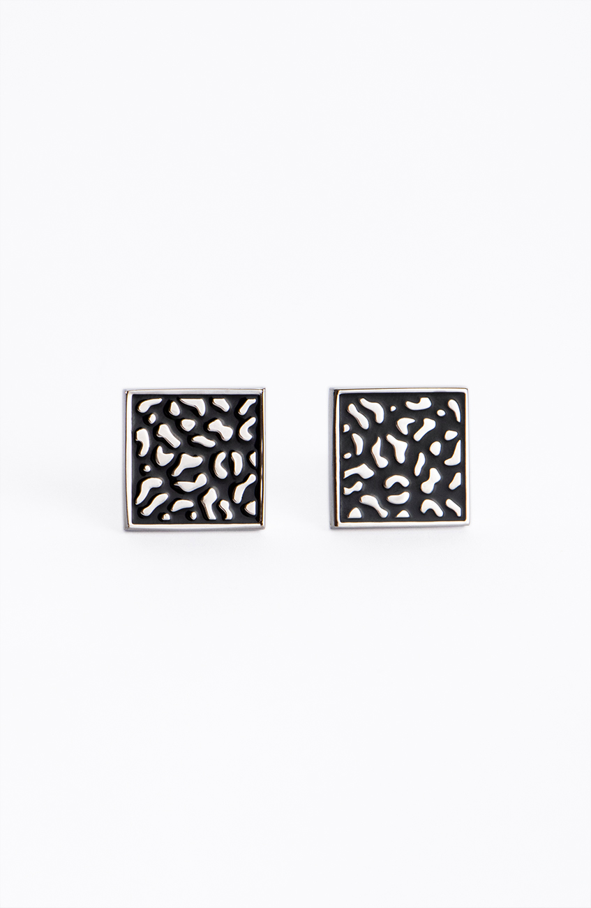 Men's cufflinks CU017 دکمه سرآستین مردانه مربعی شکل نقره ای CU017