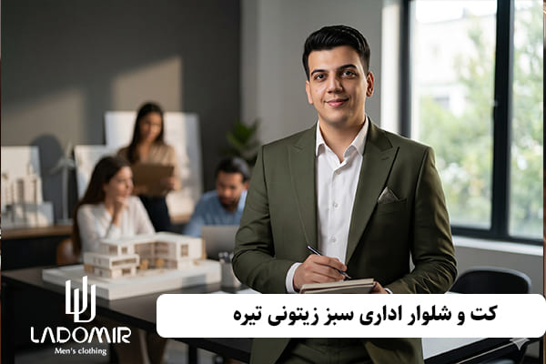 کت و شلوار سبز زیتونی تیره