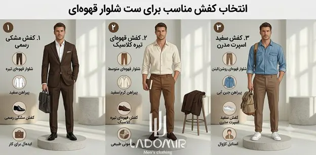 انتخاب کفش مناسب برای ست شلوار قهوهای و پیراهن