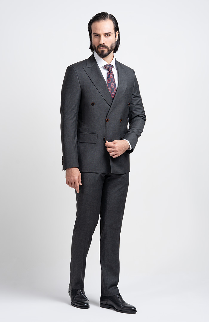 charcoal men suit su19 style کت وشلوار دبل برست SU19 نوک مدادی لادومیر مشهد