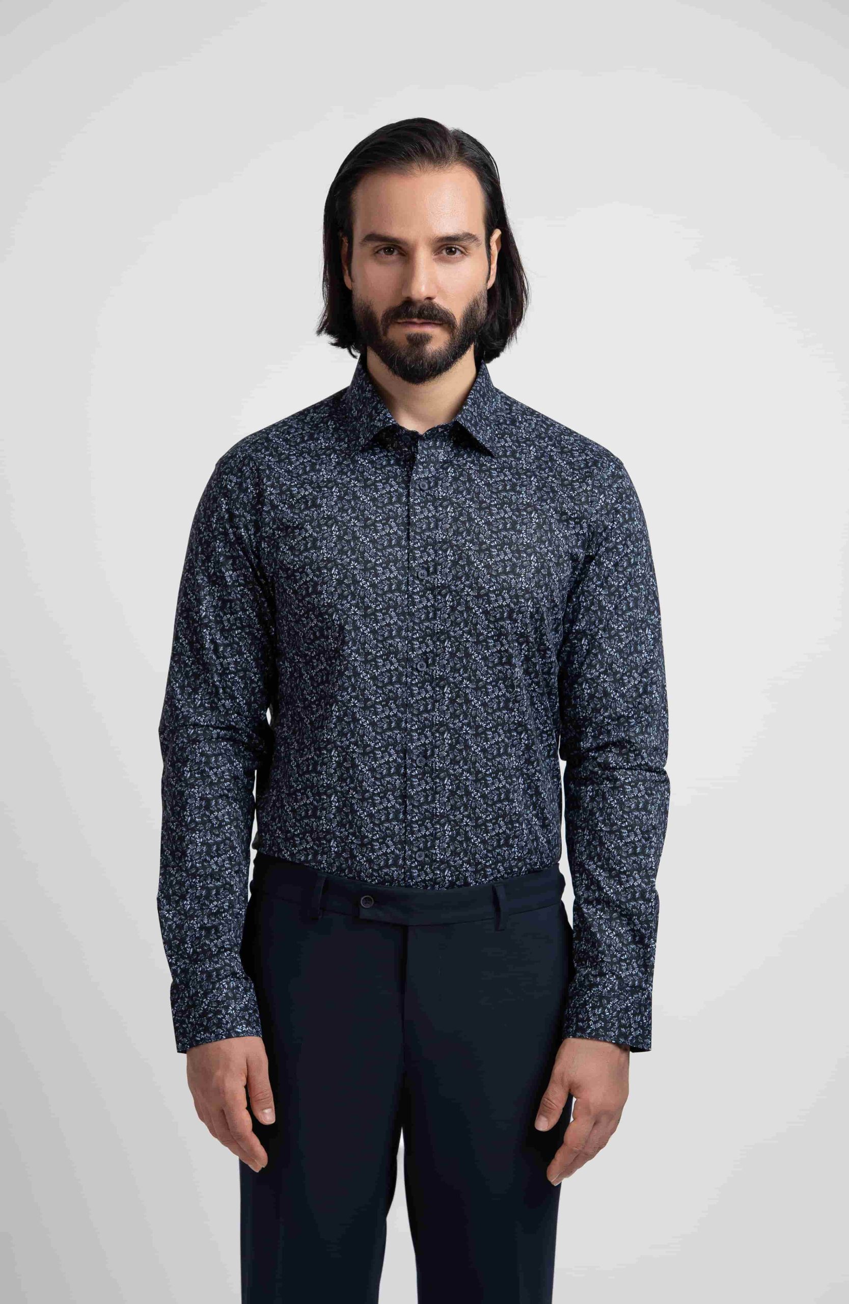 Men's shirt P132 پیراهن مردانه آستین بلند طرح دار P132