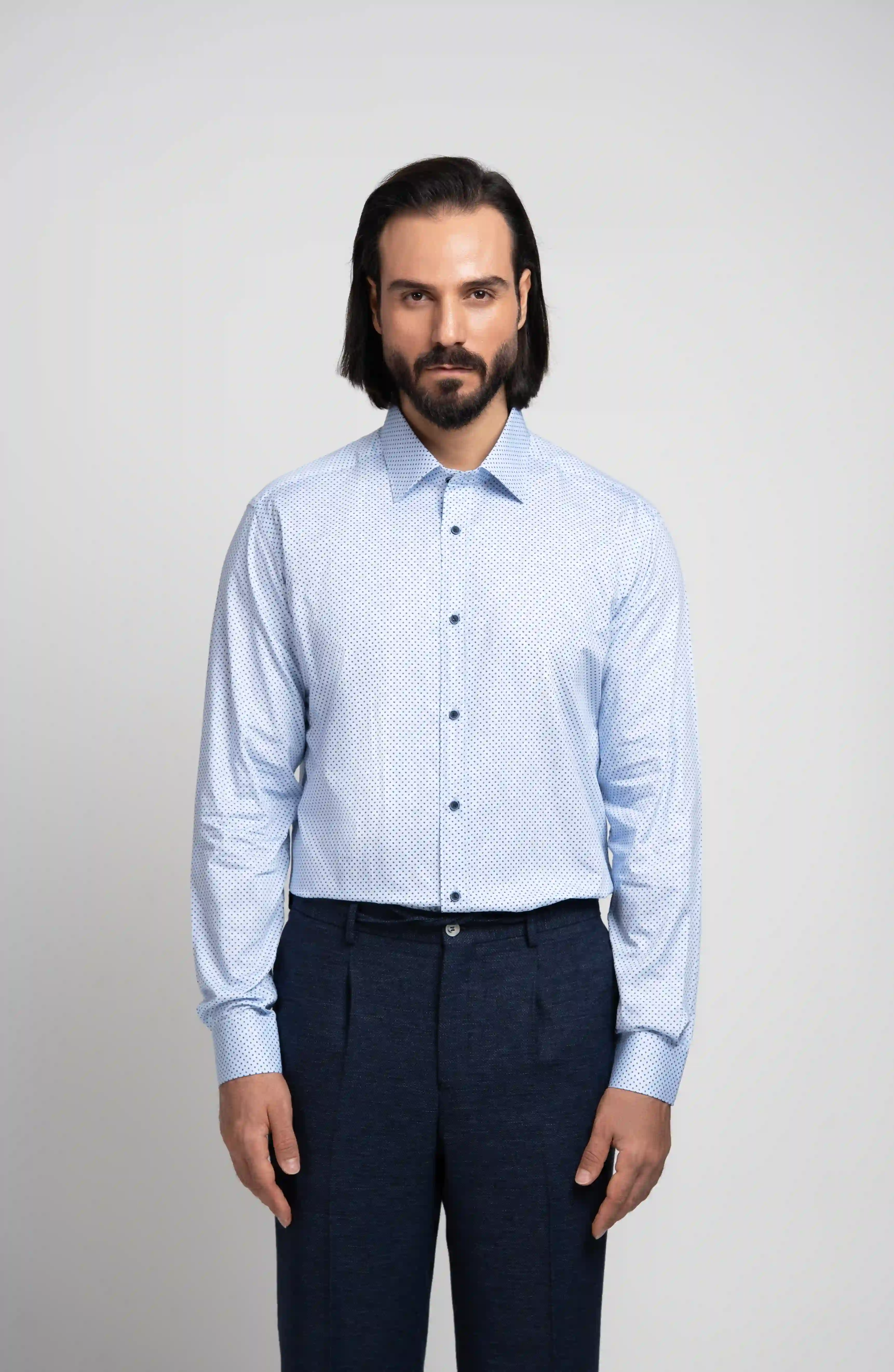 Men's shirt p129 پیراهن مردانه طرح دار P129