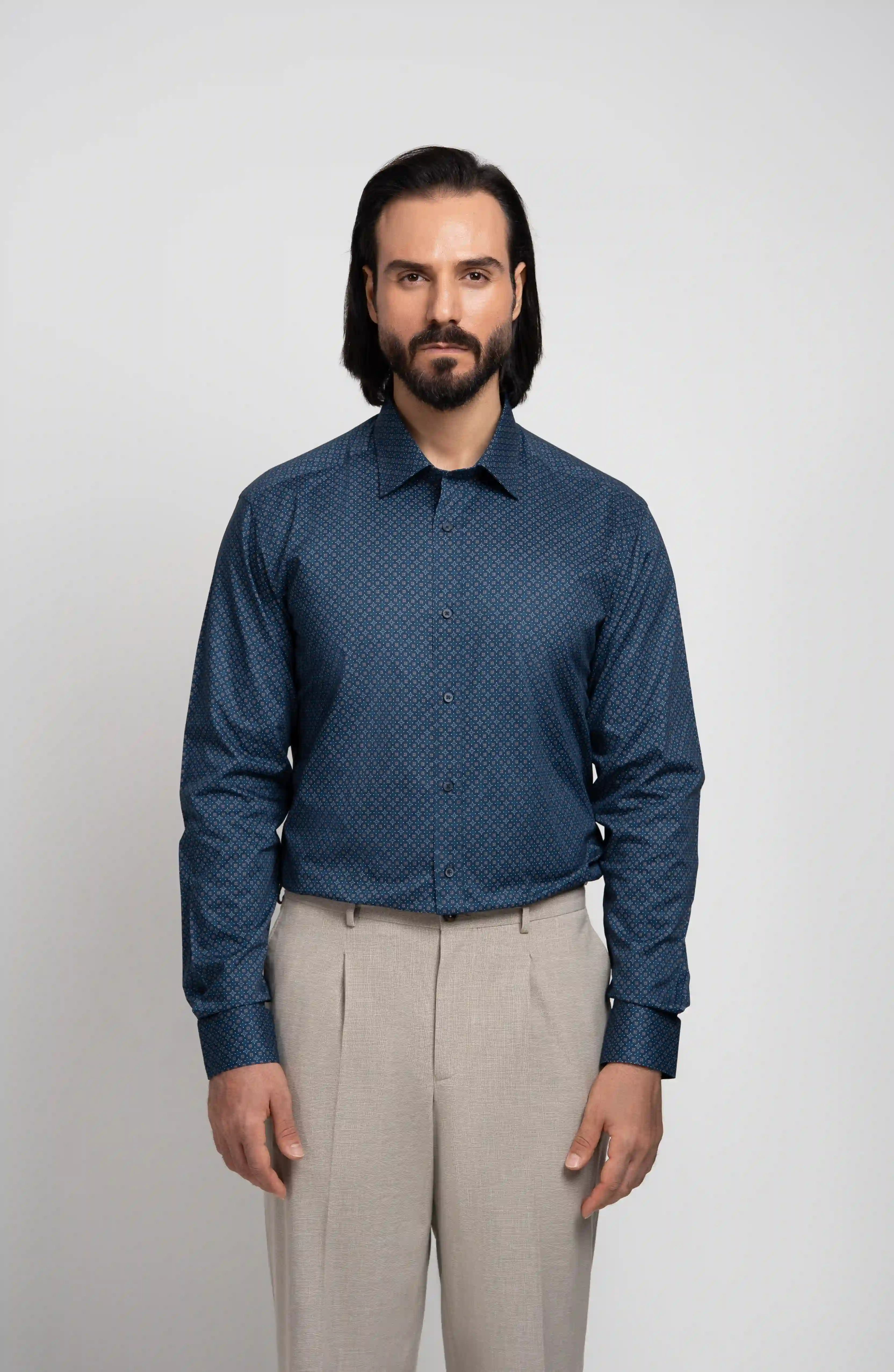 Men's shirt p130 پیراهن مردانه طرح دار P130
