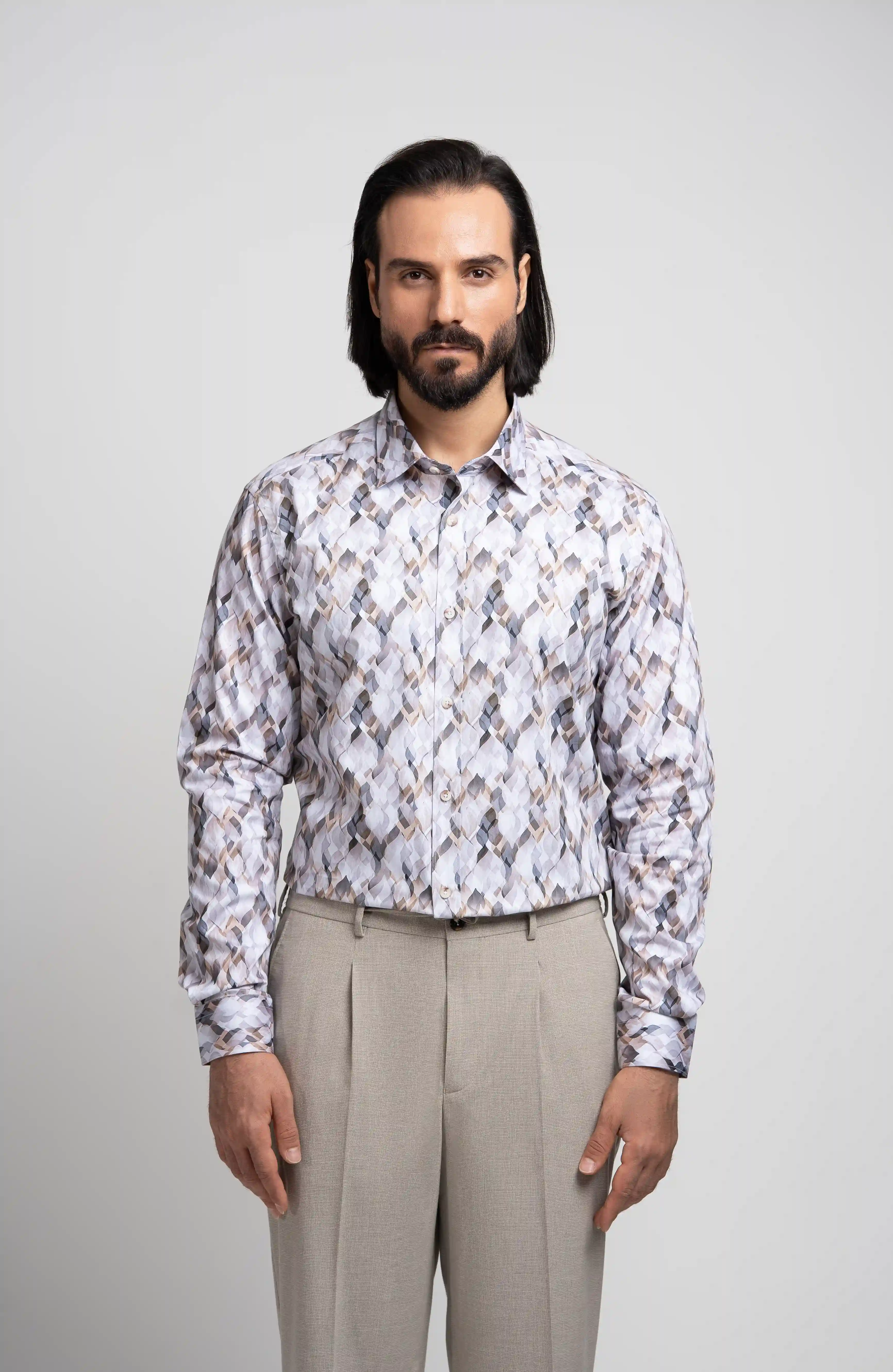 Men's shirt p163 پیراهن طرحدار آبرنگی P163