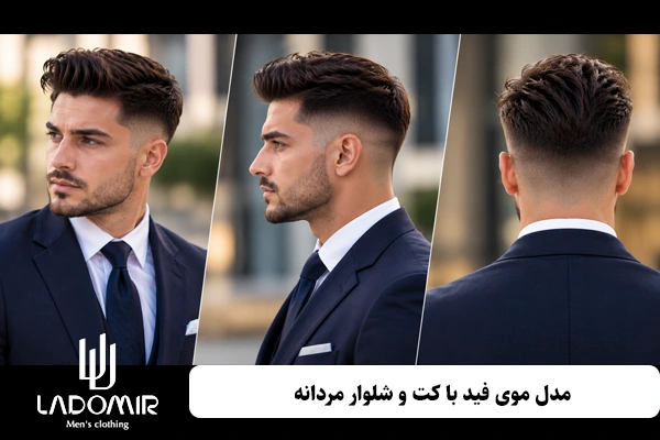 مدل موی فید با کت و شلوار مردانه