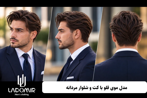 مدل موی فلو با کت و شلوار مردانه