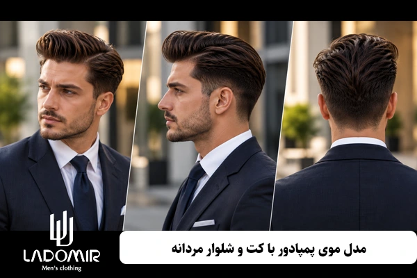 مدل موی پمپادور با کت و شلوار مردانه