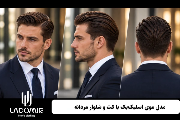 مدل موی اسلیکبک با کت و شلوار مردانه